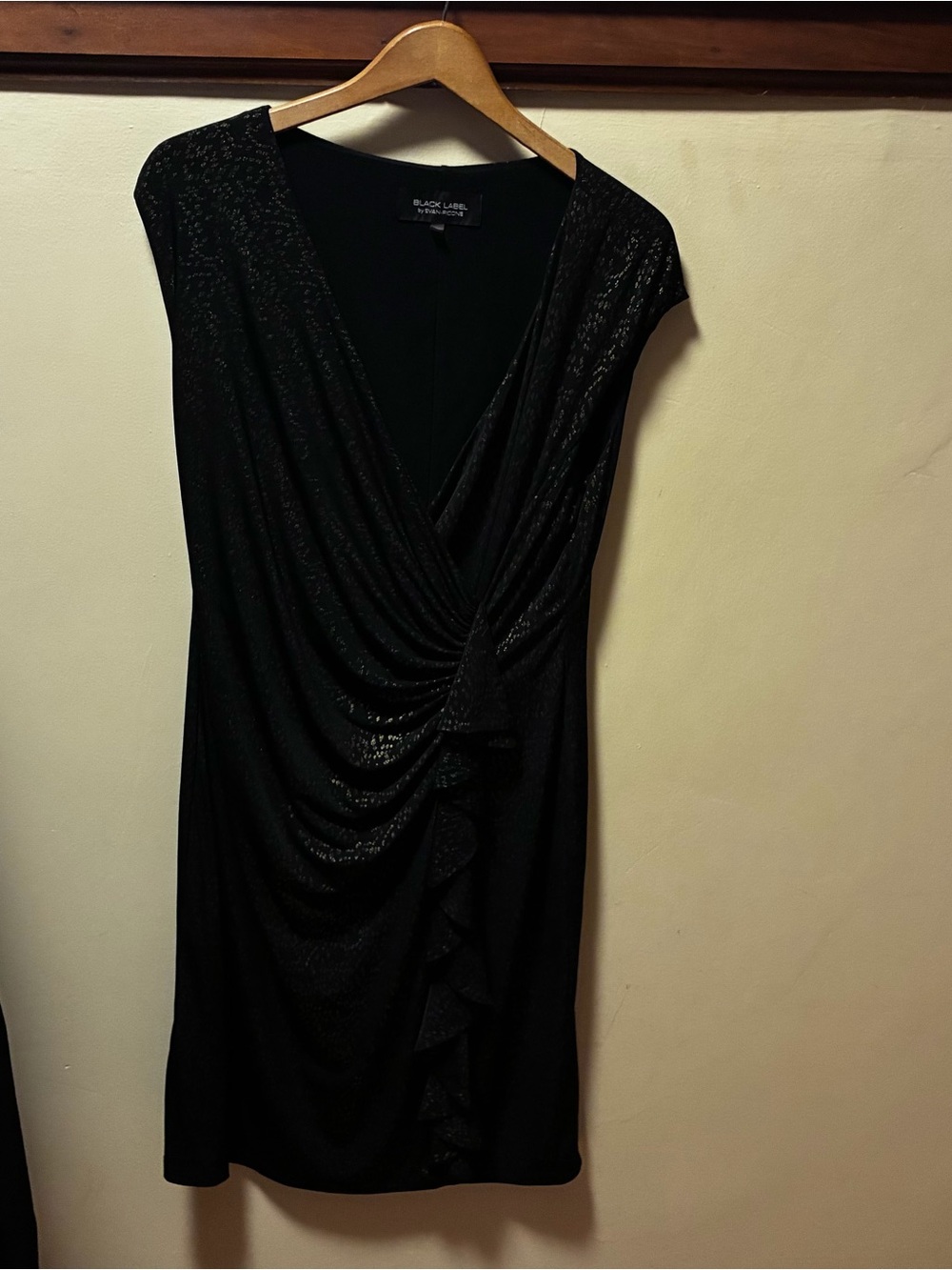 Black Label Faux-Wrap Black Cocktail Dress